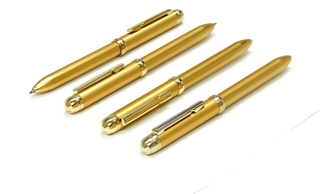 Made in Japan Metal Turbo 2-Color Twist Ballpoint Pen, Custom Gold, Premium Boxed, Gold, K7-2CK-1-K