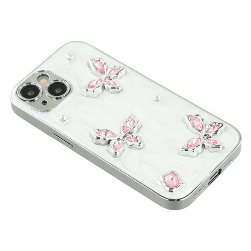 For iPhone 13 6.1 inch Case WANLONFENG Electroplated Epoxy TPU+Acrylic Phone Cover with Tempered Glass