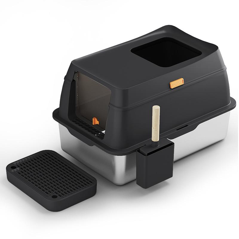 Cat Litter Box Large Spaces Fully Enclosed Deodorized Cat Toilet Pet Splash Proof Stainless Steel Cats Bedpans Supplies