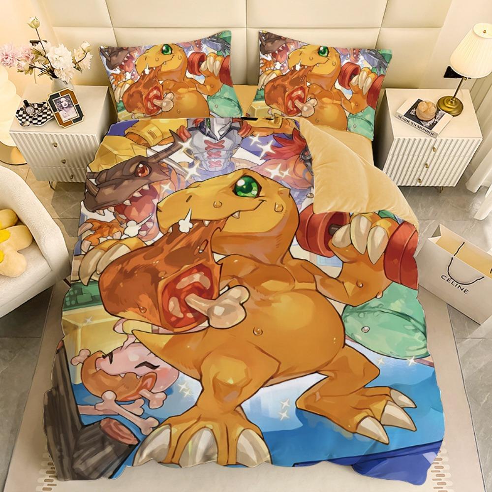 Anime Digital-monsters Bedding Set Digimon Duvet Cover and Pillowcases Unfilled Single Double Bed Adult Boy Girl Gift