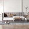 Sofá Tapizado Cama Simple 140x200 Multifuncional con Somier de Láminas Diurno en Tejido de Terciopelo Apto para la Piel Gris Plano