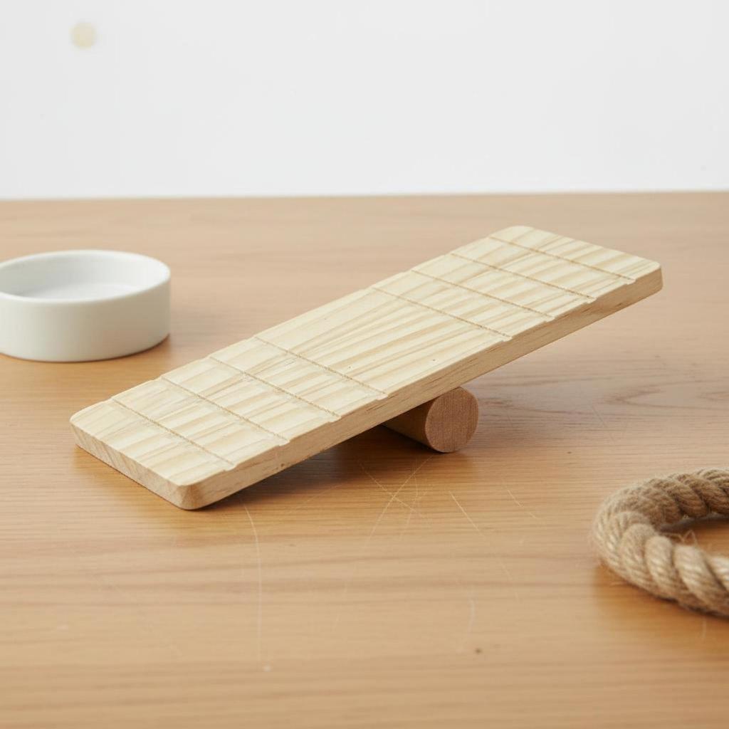 Hamster Balance Board Toy Climbing Ladder Made of Wood with Sturdy Center Bar for Gentle