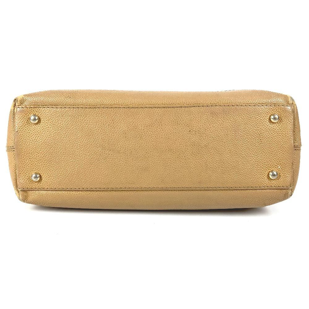 Chanel Vintage CC CC Mark Logo Tote Bag Shoulder Bag Caviar Leather Beige
