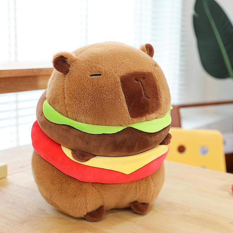 Cute Burger Capybara Plush Toy Kapibara Doll Pillow Ragdoll Doll Birthday Gift