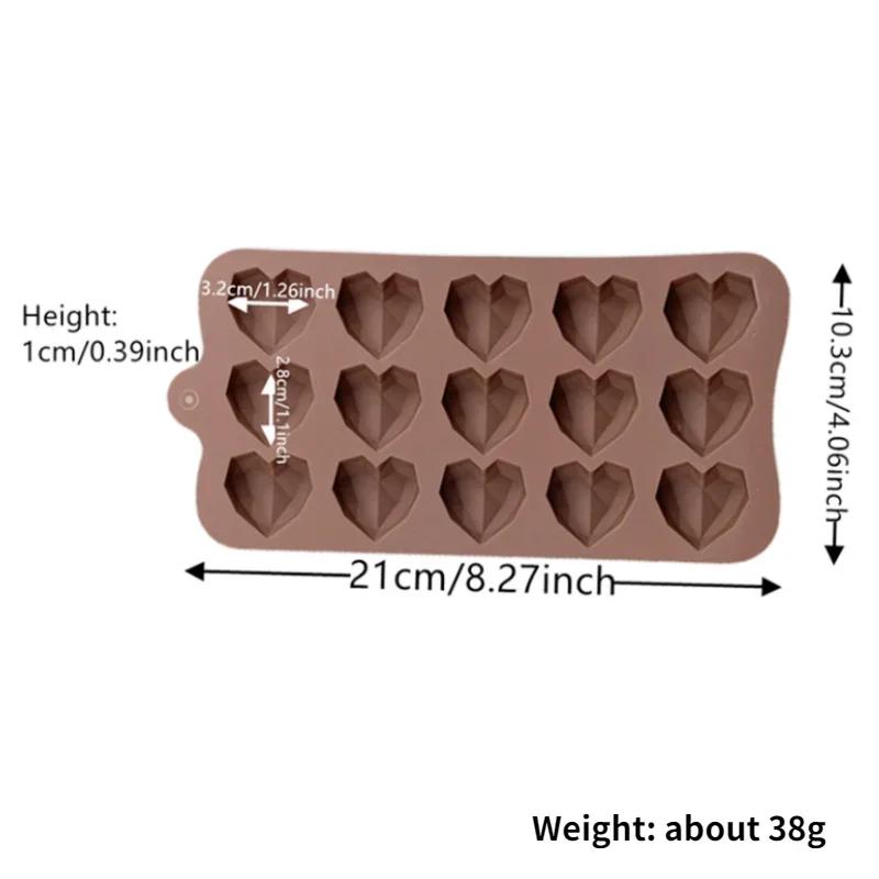 Diamond Love 3D Cupcake Decorations Heart Silicone Mold Wedding Candy Baking Mold Cake Mould Valentine s Day Gift