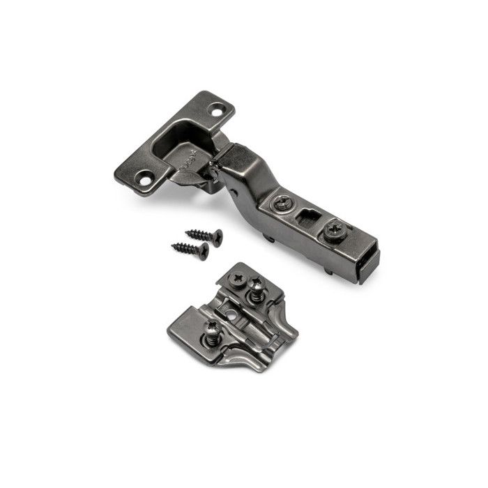 Emuca lot de 20 charnières super coudées x91 à fermeture amortie et embases euro, hauteur 0, acier, titane