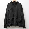 Shop   Women Shirred Big Pocket Aviation Zip Up Blouson Jumper Khaki Dgb Wjp 385
