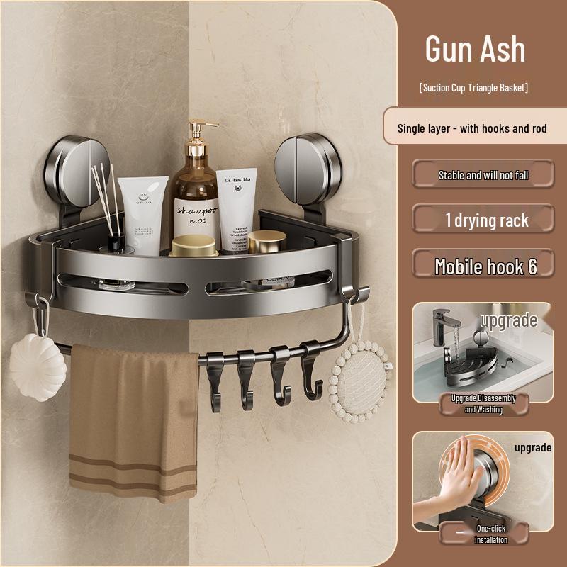 Dreieckige Saugnapf-Eckablage: Wandmontiertes Badezimmer-Aufbewahrungsregal