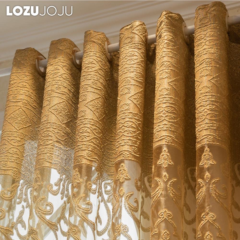 1PC LOZUJOJU Fashionable and Elegant European Hollow Out Tulle Curtains and Sheer Curtains for Living Room Bedroom Home Decor