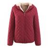 Warm Solid Color Quilted Coat Outwear for Autumn Winter Ladies Female Women Casual Cotton Jacket Loose Fit Hooded Long Sleeves Zipper Pocket