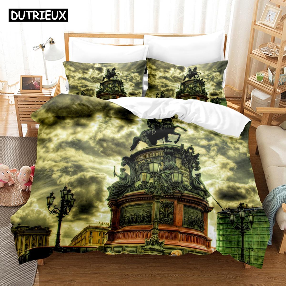 

3D-печатный комплект постельного белья с изображением России, Москвы, пододеяльник с наволочкой, двуспальная кровать размера Queen King EU single(135x200cm)