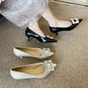 G460-6 pointed single shoes women's 2025 new autumn shallow mouth ladyshoes square buckle rhinestone Mary Jane stiletto high heels