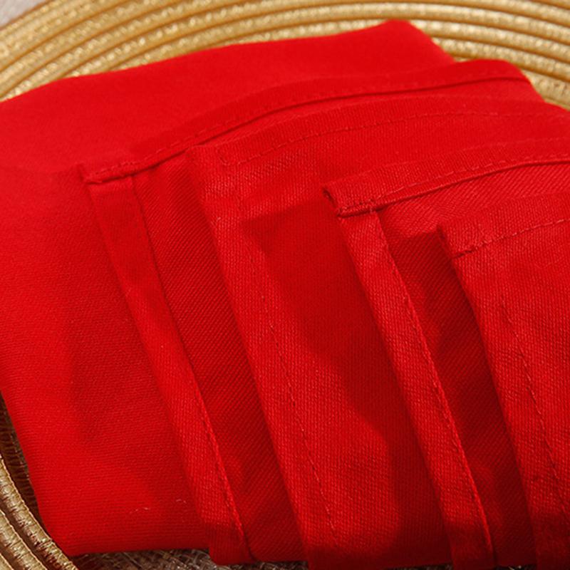 Square Red Wedding Napkin With Border Handmade Washable Table Cloth 100% Polyester Fabric Dinner Napkins for Party