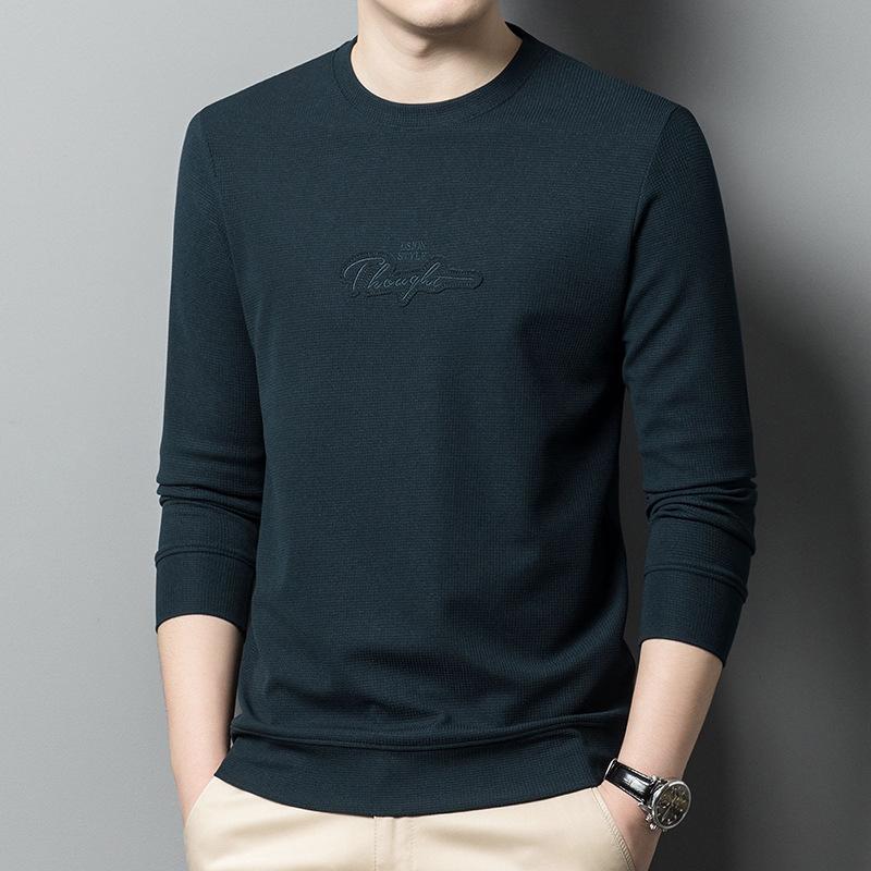 Spring and Autumn New Men's Round Neck T-Shirts for Young and Middle-aged Casual Trendy Sweaters Bottoming Shirts