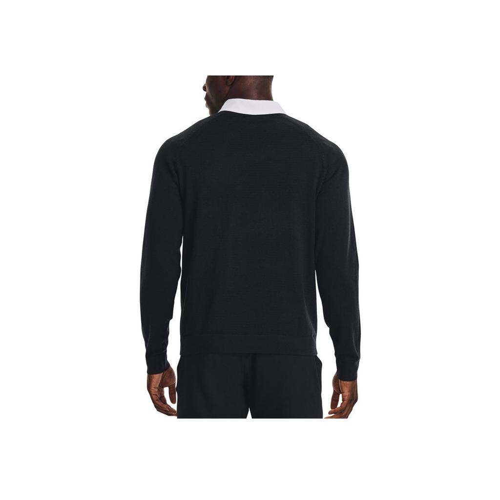 Under Armour Solid Color Crew Neck Sweater Men Sweater Black 1373684-001