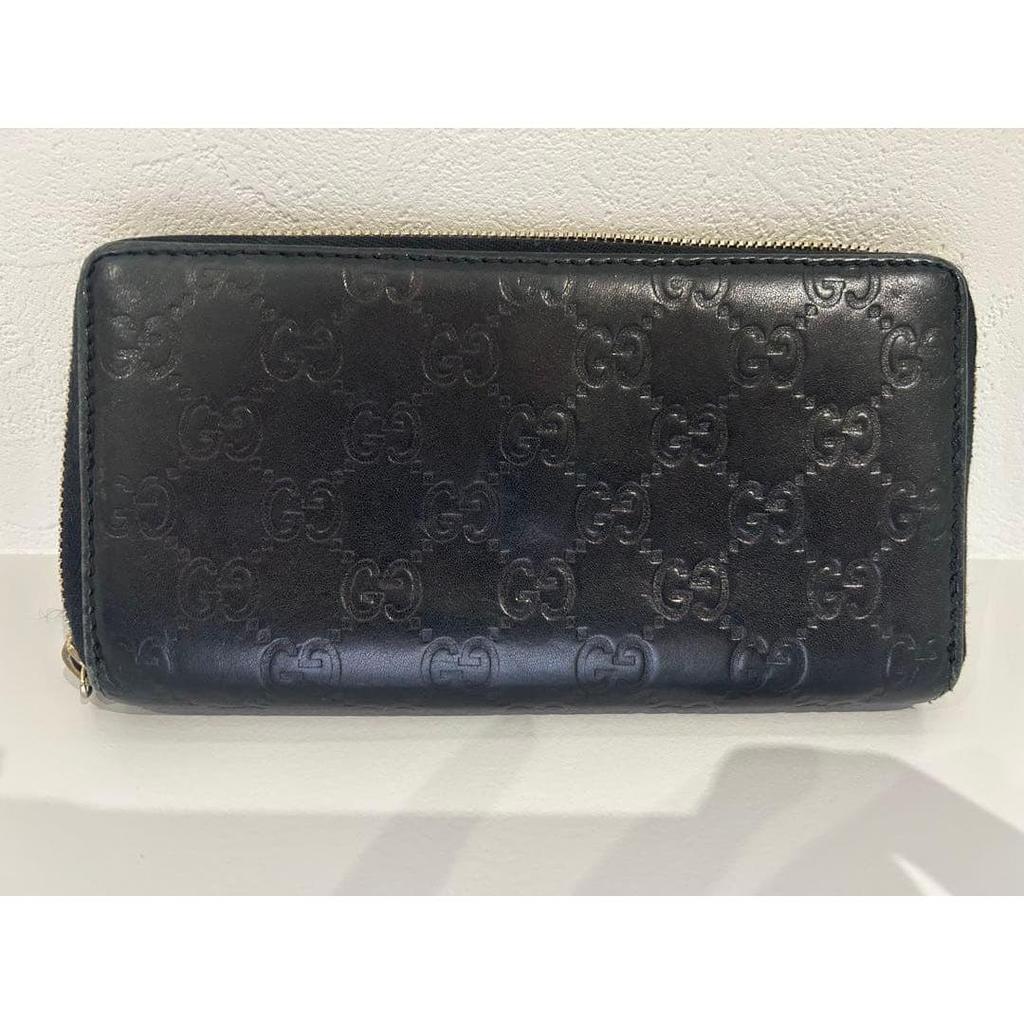 Used GUCCI Guccissima Round Zip Around Wallet Black