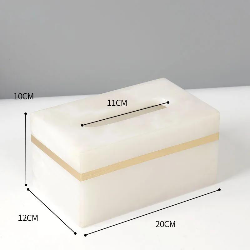 Natürliche Marmor-Taschentuchbox Goldener Strich Badezimmer-Papierboxen Westliches Restaurant Schreibtisch-Serviettenhalter Heimdekoration Modern