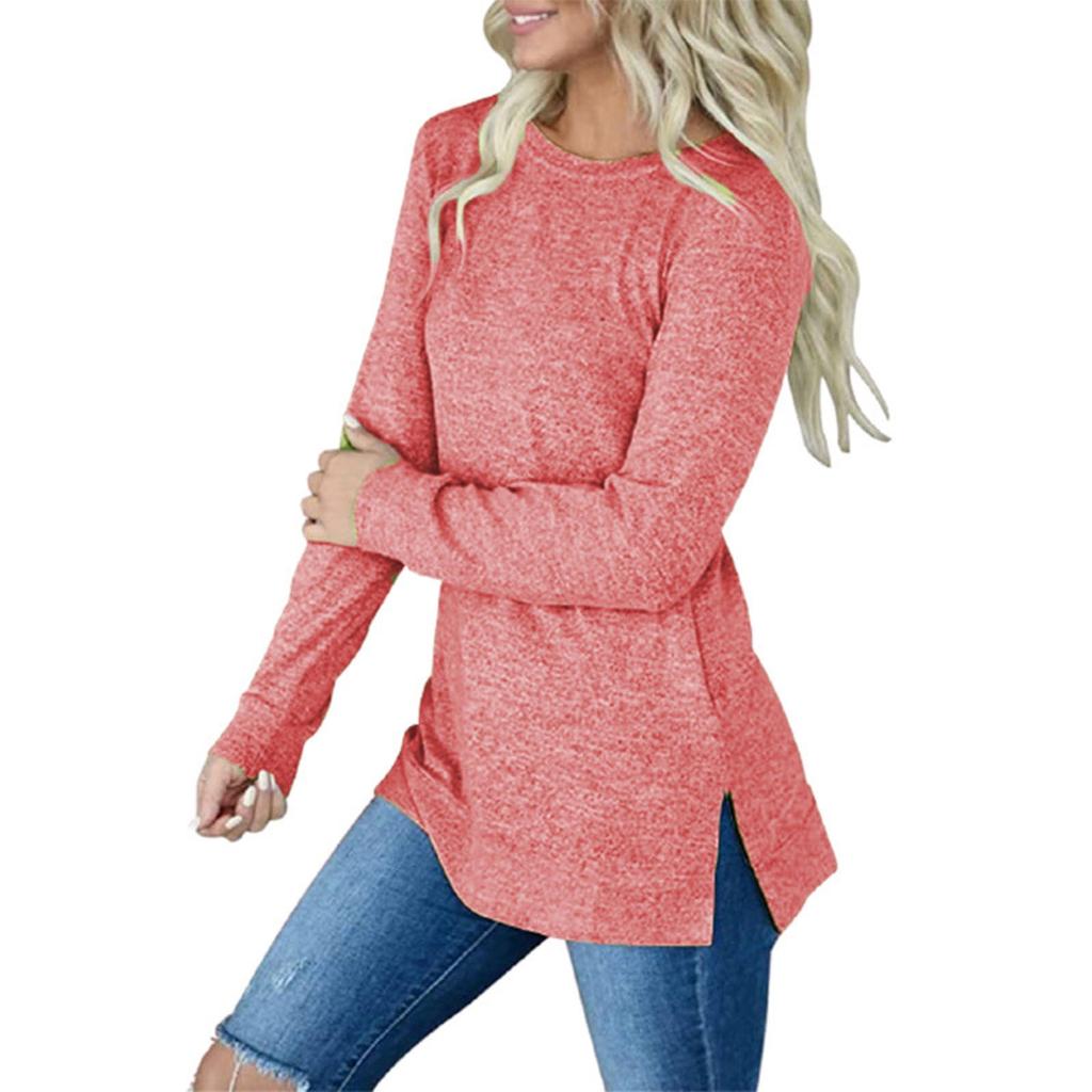 Women Tunic Long Sleeve Round Neck Sweatshirts Tops