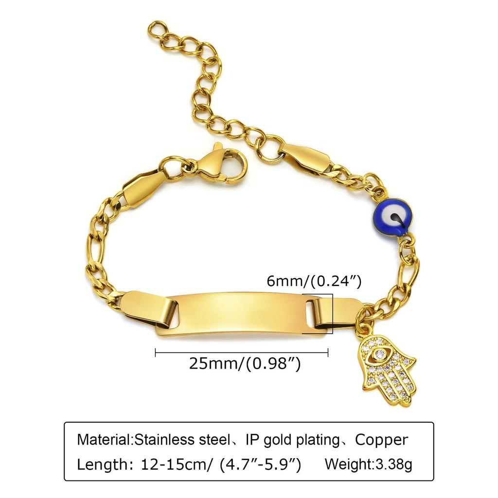 Free Engraving Name Bracelet  for Little Boy Girl , Stainless Steel Chain Link, Personalized Birthday Gift