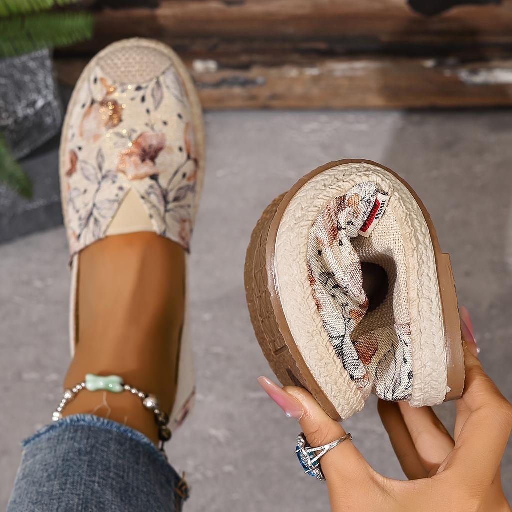 Antypoślizgowe Buty Vintage Damskie Lniane Buty Nowy Chiński Styl Styl Narodowy Drukowane Buty z Trawy Plecione Miękka Podeszwa Antypoślizgowe Buty dla Mamy