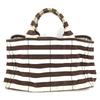 Prada Canapa Logo Border Bag Tote Bag Hand Bag Canvas Brown/White