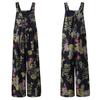 Women Sleeveless Floral Printed Jumpsuit Rompers Wide Leg Bib Pants Long Trousers Suspenders Overalls Pantalon Femme