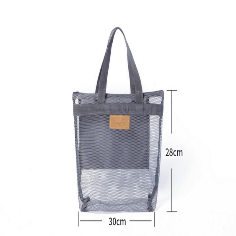 Beach Bag Mesh Tote with Zipper and Pockets Fold Shower Caddy Bag for Gym Swimming Yoga Beach Travel Mesh Storage Bag