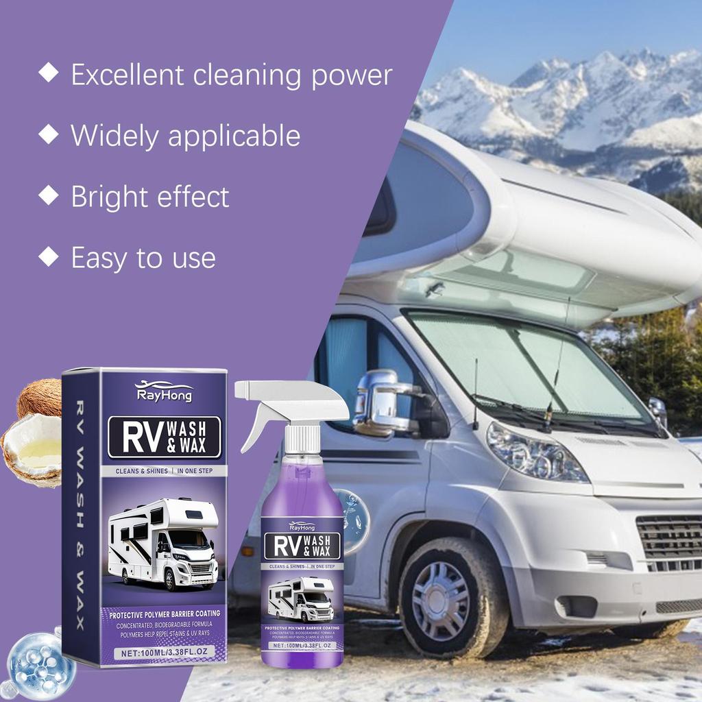 RAYHONG Soluzione per la pulizia di camper Pulizia in un unico passaggio rimuove facilmente le macchie, lucida come nuovo, agente protettivo UV 100ml