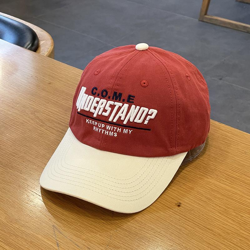 Couple Contrasting Color Semi Soft Top Baseball Cap Spring and Summer High Quality Korean Version Letter Embroidery Color Blocking Cap Men
