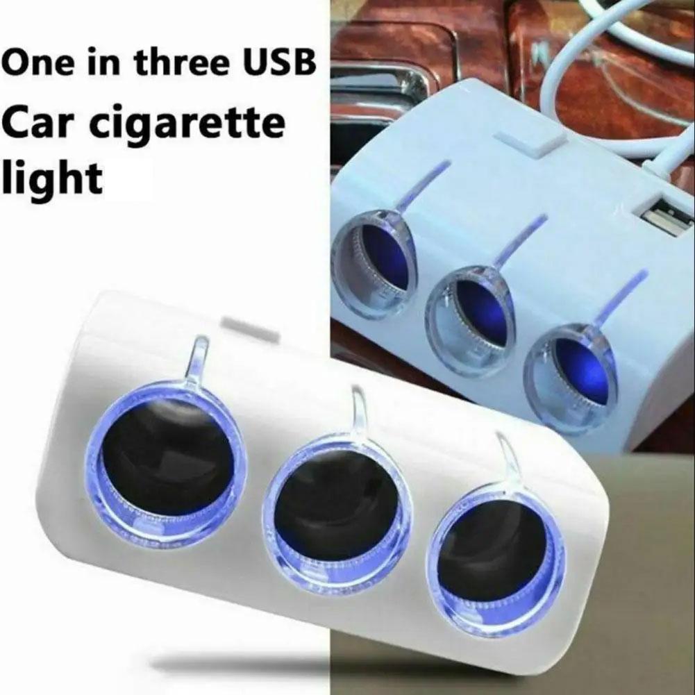Car Charger Plug Play Stable Output Car One Tow Three Power Dual USB Charging Adapter Universal 12V Car Power Adapter Plug