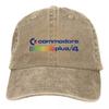 Unisex Commodore Plus 4 Logo Baseball Caps Fashion Distressed Denim Headwear Adjustable