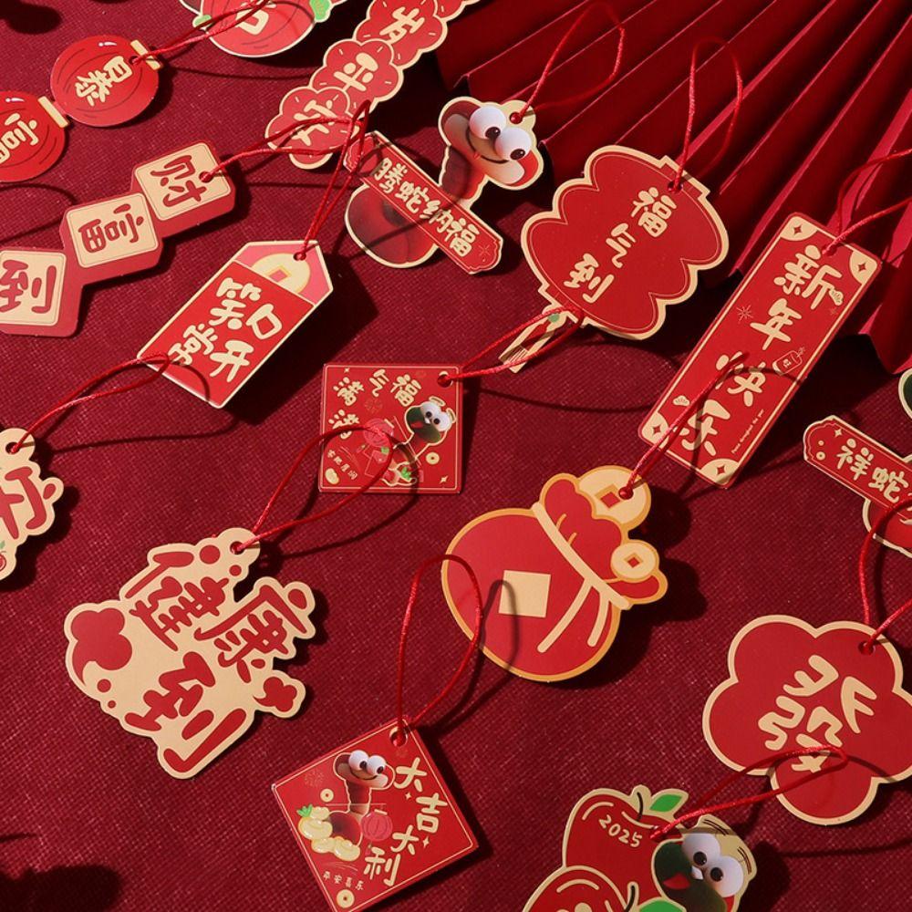 Cartoon Snake Year Hanging Pendants Snake Pattern Traditional Potted Plants Hanging Card Blessing Card Chinese Style