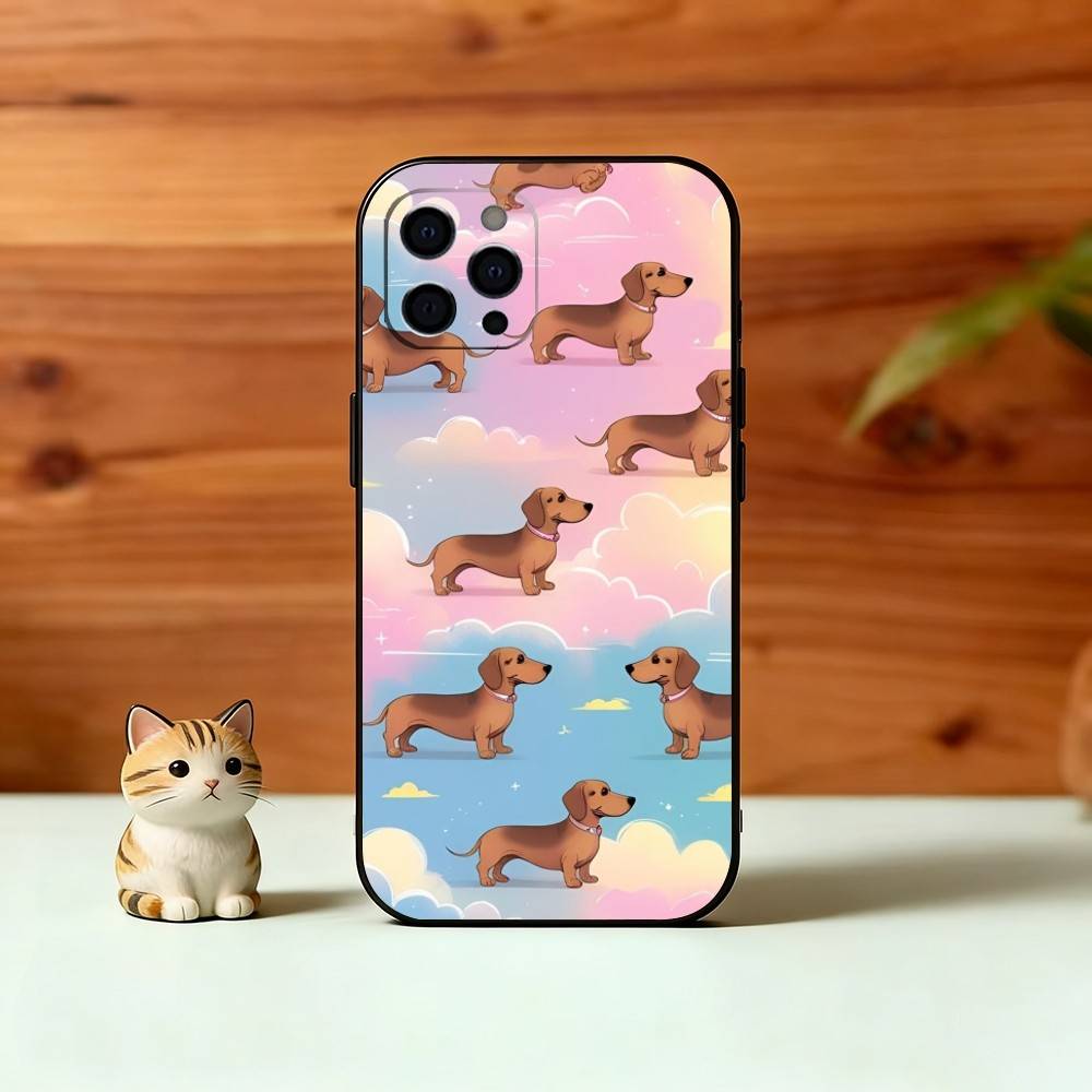 C-Cute C-Cartoon D-Dackel Handyhülle Für iPhone 17, 16,15,14,13,12,11 Plus,Pro Max, Andere Weiche Schwarze Hülle