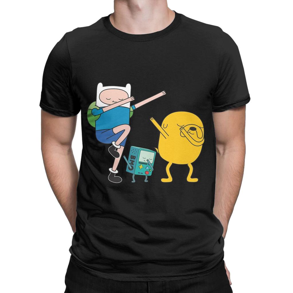Adventure Time   T-Shirt Summer Finn Jake BMO Dab Cotton T-Shirts For Mens Trending Print Tee Shirt Short Sleeve Basic Top Tees