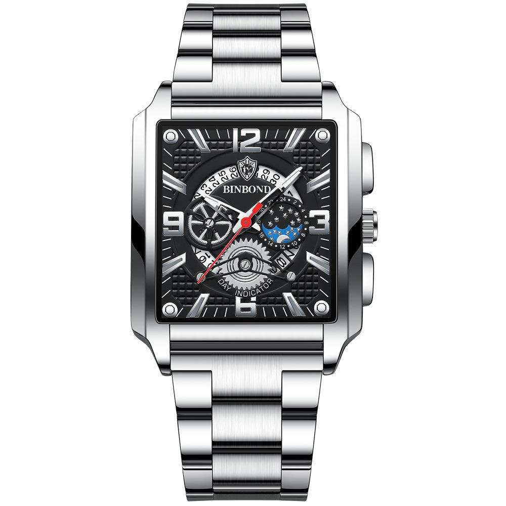 Binbond Men's Retro Multifunctional Waterproof Luminous Square Calendar Watch