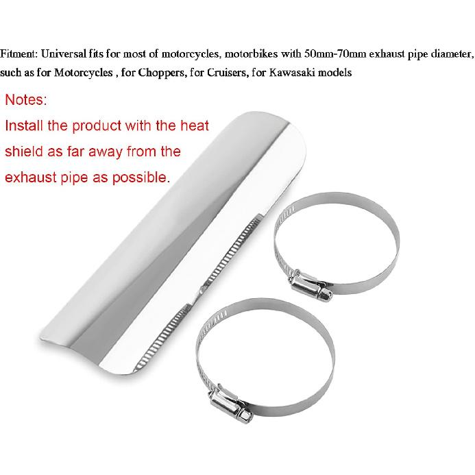 Exhaust Heat Shield, Motorcycle Metal Cover with 2pcs Clamps | For Exhausts Pipes Automotive Muffler