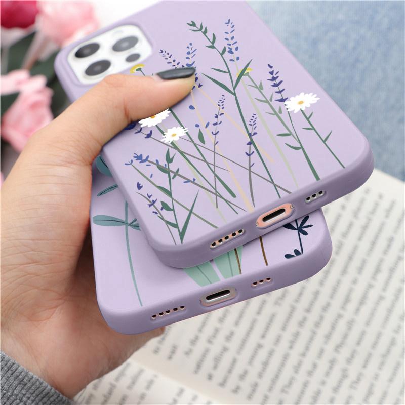 Husă de telefon cu flori de lavandă pentru Iphone Se3 2022 Se2 7 8plus X Xr Xs 11 12 13 14 Pro Max Mini 6 6s Plus Funda moale TPU rezistentă la șocuri