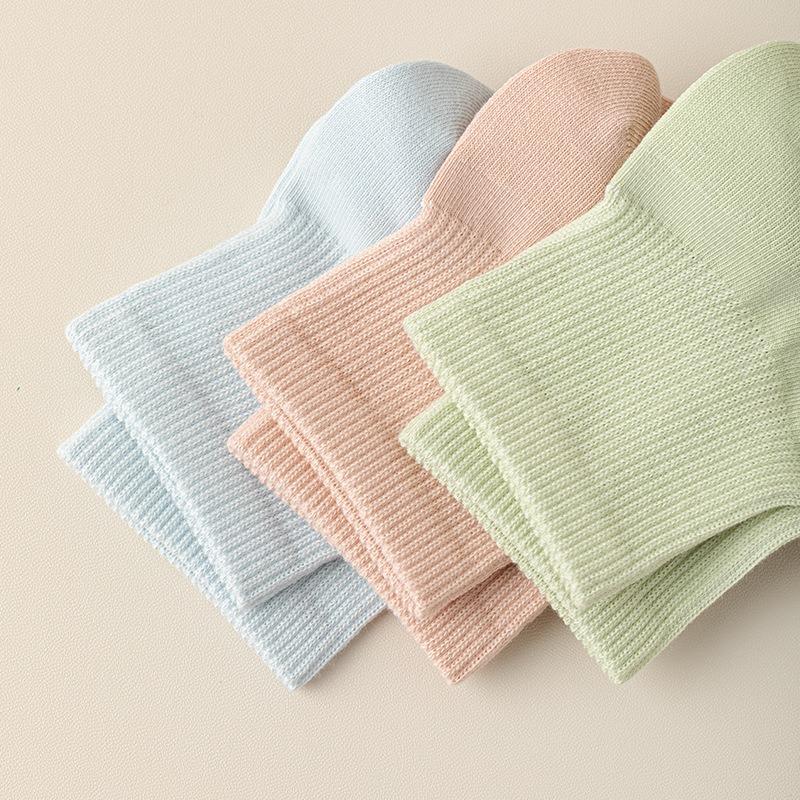 Summer Solid Color, Versatile, Simple, Collegiate Style, Breathable, Candy-colored, Thin Mid-calf Women's Socks