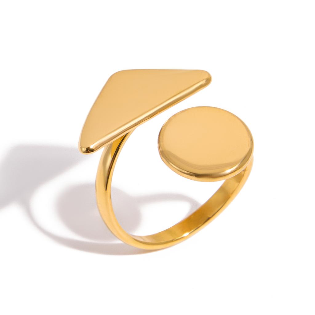 Yori Statement Stainless Steel Geometric Asymmetrical Open Ring for Women 18K PVD Plated Waterproof Daily Jewelry Gift