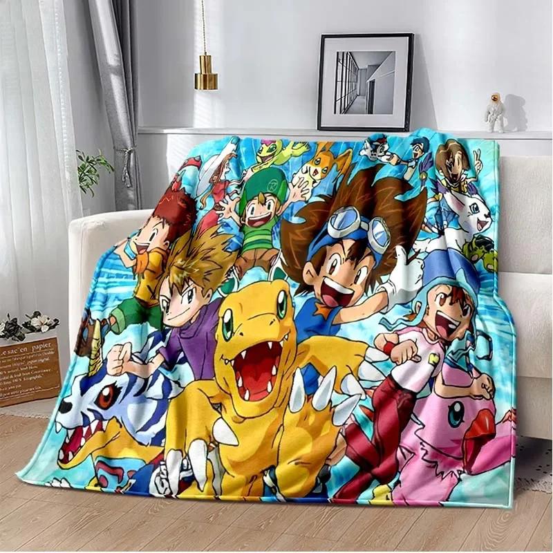 Japane Cartoon D-Digimon Throws Blanket Sofa Hiking Picnic Super Soft Quilt Bed Thermal Cute Anime Flannel Blanket Birthday Gift