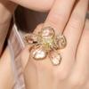 1Pc Elegant Zinc Alloy Ring with Sparkling Rhinestones and Artificial Gemstone- Irregular Flower Design for Women,