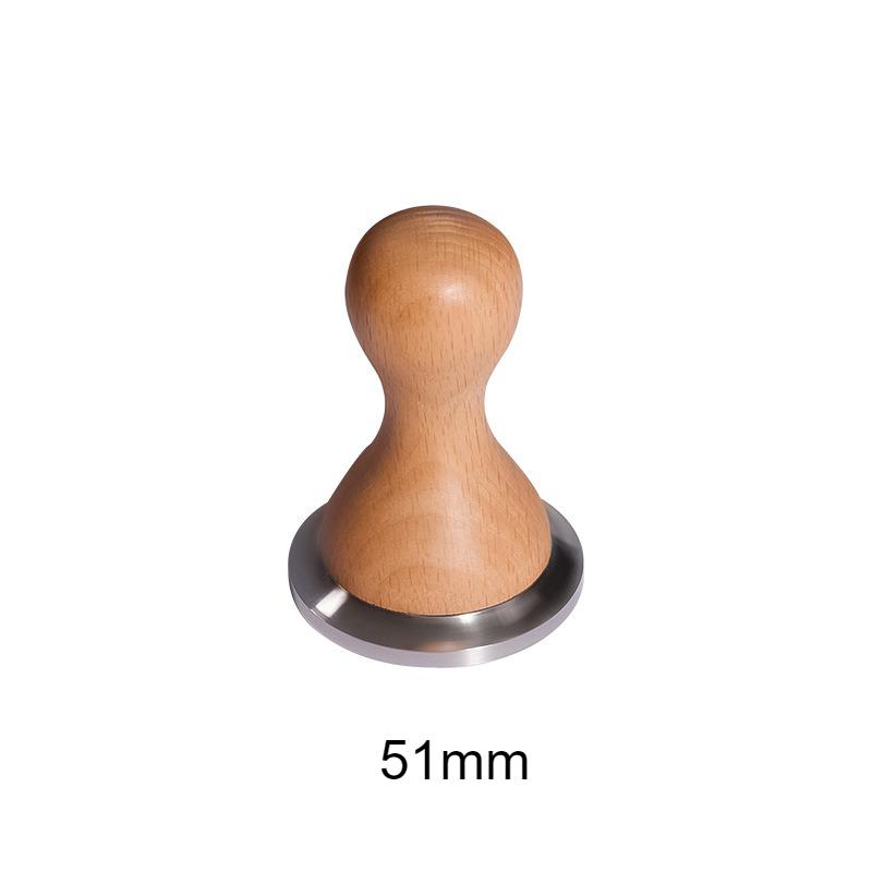 304 Stainless Steel Coffee Tamper Beech Wood Handle Espresso Coffee Hammer Stainless Steel Base Barista Tools 51/53/58mm