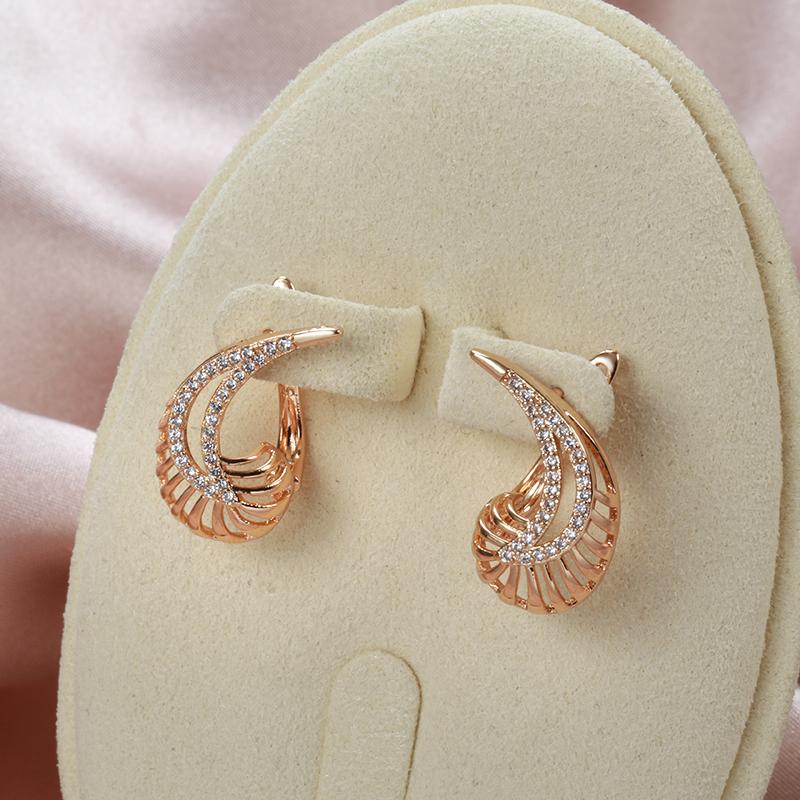 Kinel Rose Gold Water Drop Örhängen För Kvinnor Vit Zirkon Inställning