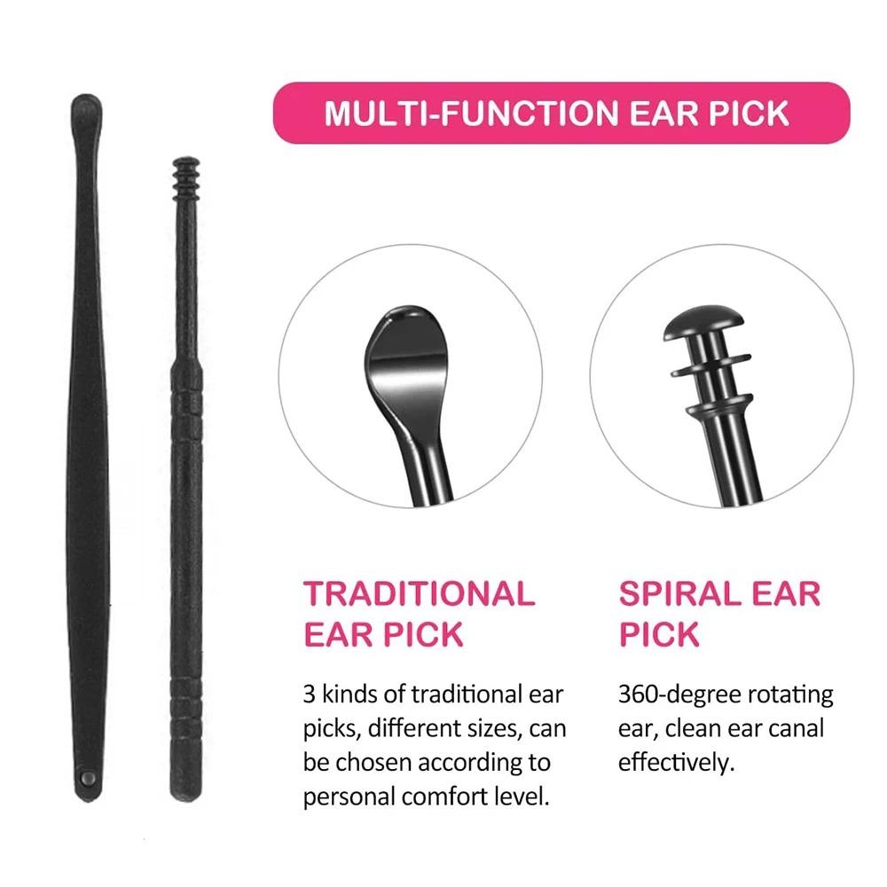 7Pcs/set Portable Stainless Steel Earpick Ear Cleaner Ear Care Cleaning Tool Ear Wax Removal