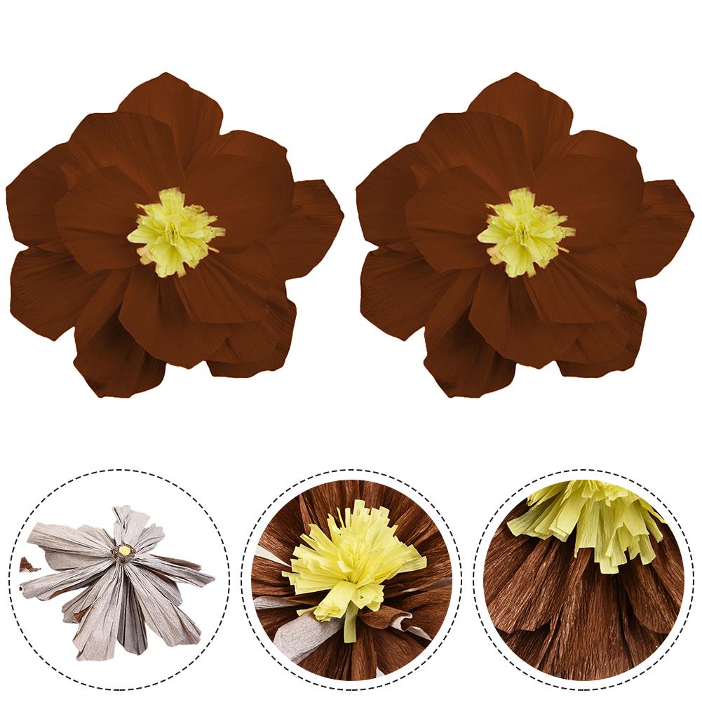 Flowers Paper Flowers Wedding 2Pcs/Set 30cm Birthday Bold Colors Bright Crepe Paper DIY Folded Storage for durable