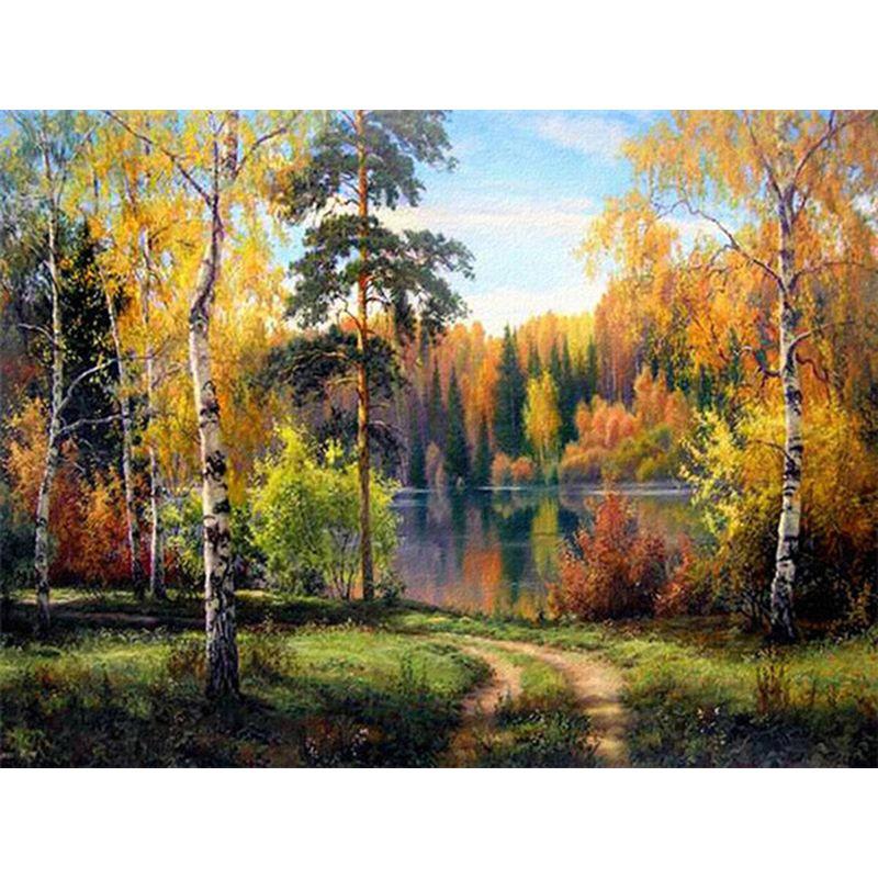 

Полный круглый алмазная живопись водопад домашний декор Алмазная вышивка горное дерево пейзаж мозаичная наклейка декор Full Round 30x40CM