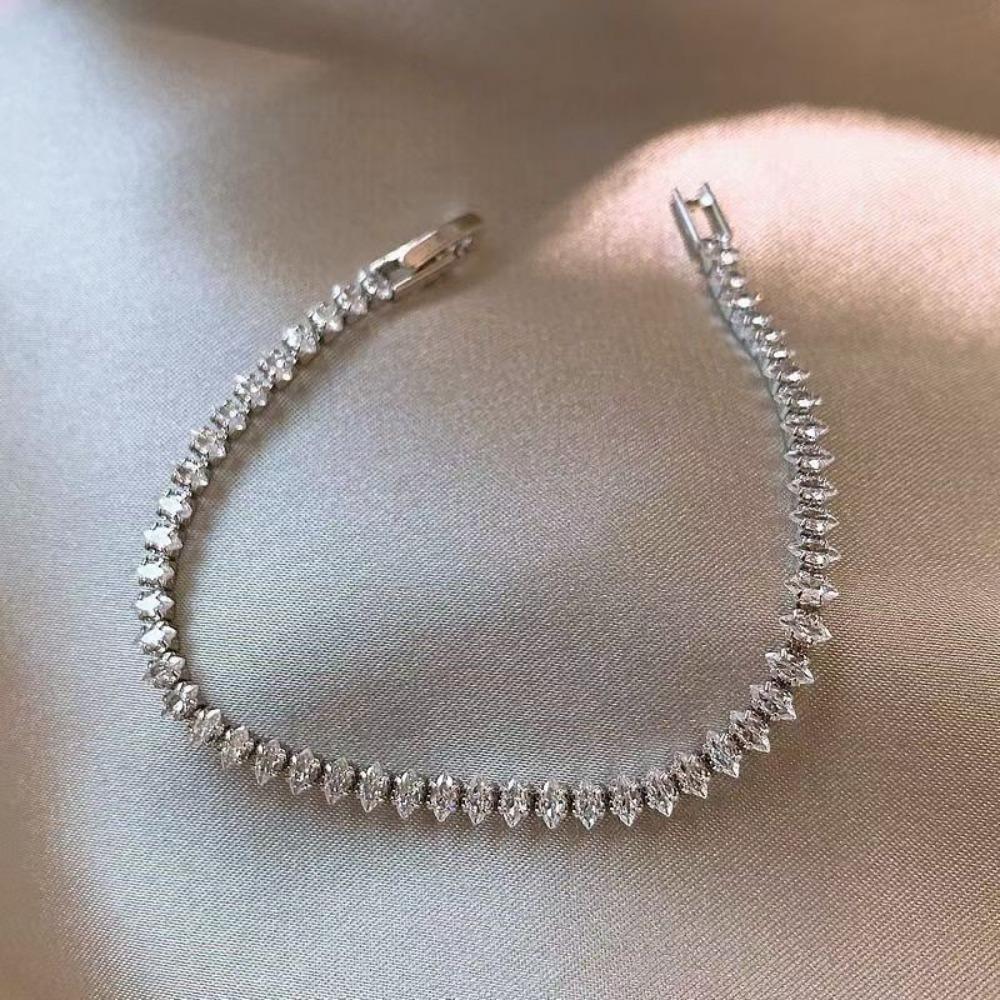Gold Silver Sparkling Bracelet Rhinestone Diamond Bracelet Zircon Chain Bracelet  For Gala Dinners