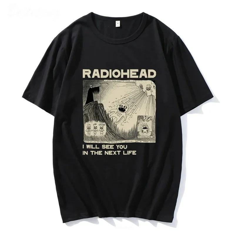 Radiohead Tshirt Retro Classic Tshirt North American Tour Rock Boys and Womens Camisetas Hombre Cotton Best Selling Round Neck