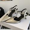 Elegant Pointed Toe T-strap Pumps Women Fashion Ankle Strap Buckle Thin Heel Designer Shoes Comfortable Shallow Party Dress Shoe