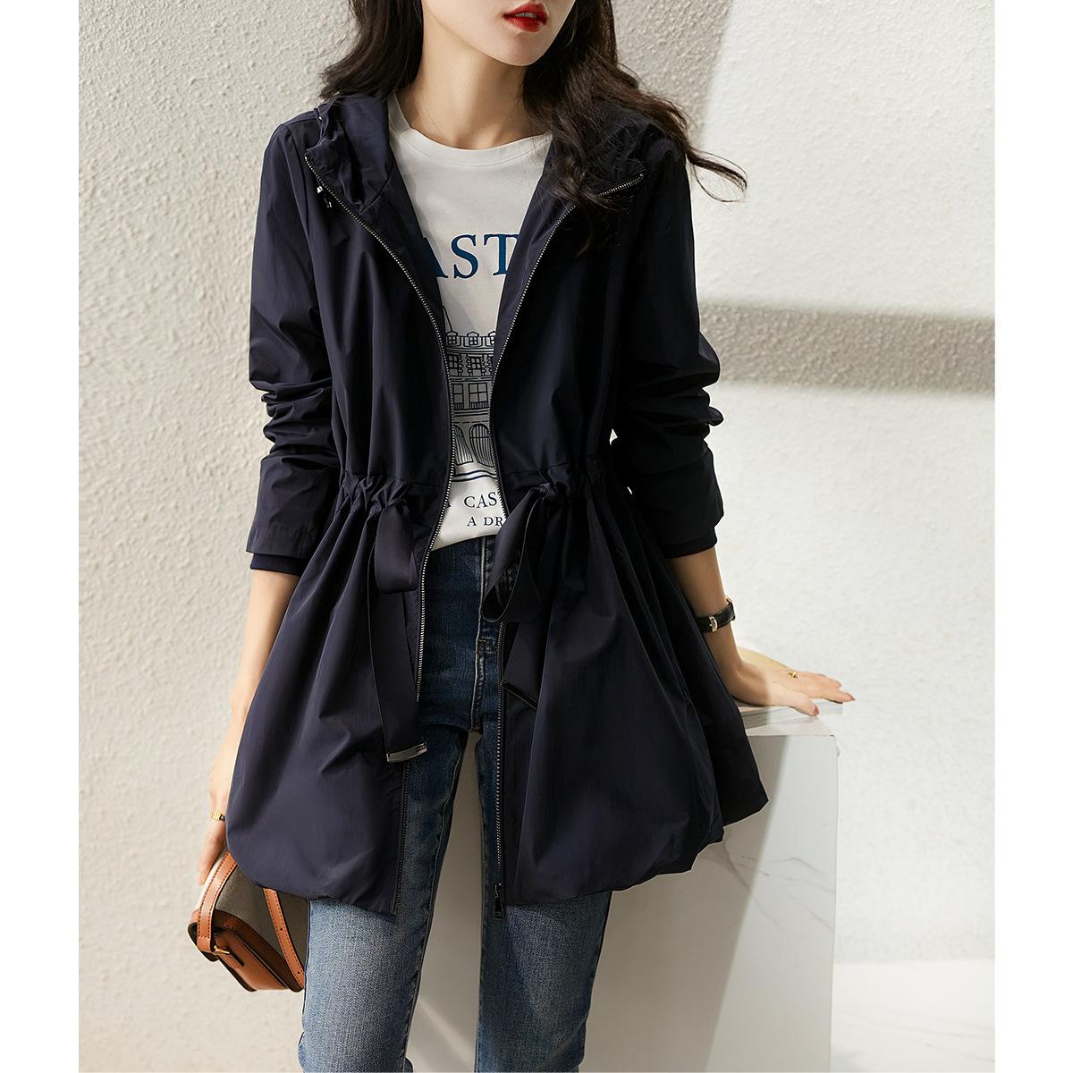 trench coat women s medium and long, loose spring and autumn coat spring new women s clothing autumn clothing, women s fashion S